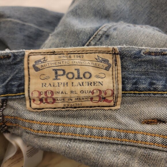 38 x 32 Polo Ralph Lauren Sullivan Slim Distressed Repaired Timeworn Rips Frays - Picture 7 of 16